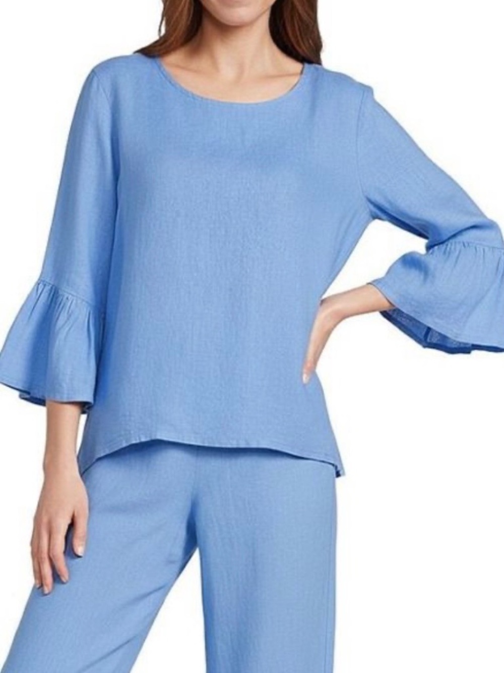 BRYN WALKER Blue Linen Fran Shirt Size XL $168